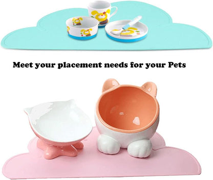 Silicone Pet Feeding Food Mat Dog Cat Placemat with Raised Edge | Anti-Slip Waterproof Pet Bowl Mats Pet Food Tray for Messy Drinkers to Protect Floors Easy to Clean Fit for Dog Cat Bowls