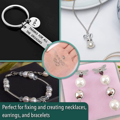 Open Jump Rings Set, 1014 pcs | Silver Metal Jump Rings with Lobster Clasps, 6 Assorted Sizes (4–10 mm), Jewelry Making Findings for DIY Crafts, Bracelets