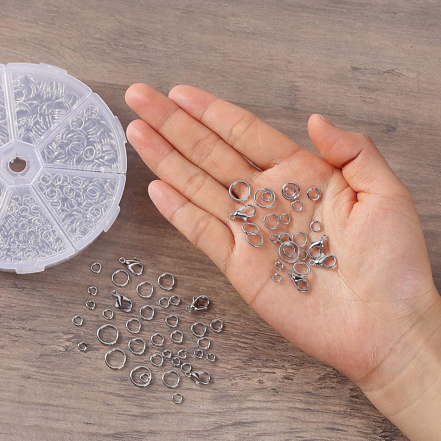 Open Jump Rings Set, 1014 pcs | Silver Metal Jump Rings with Lobster Clasps, 6 Assorted Sizes (4–10 mm), Jewelry Making Findings for DIY Crafts, Bracelets