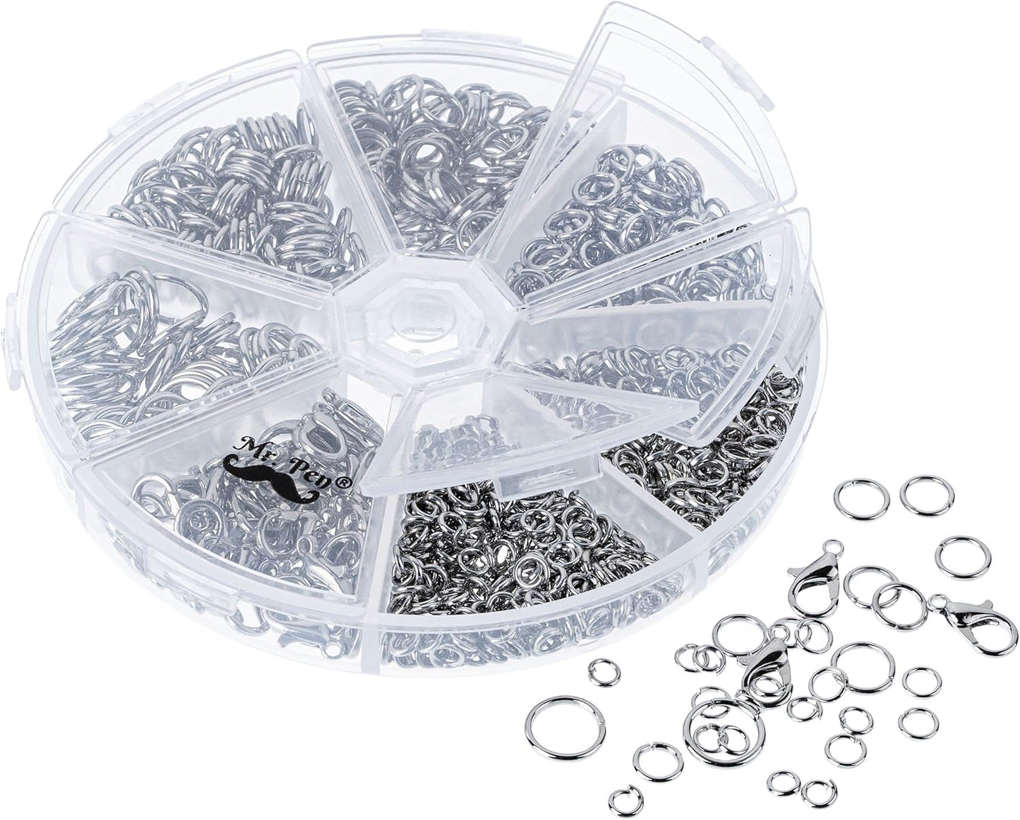 Open Jump Rings Set, 1014 pcs | Silver Metal Jump Rings with Lobster Clasps, 6 Assorted Sizes (4–10 mm), Jewelry Making Findings for DIY Crafts, Bracelets