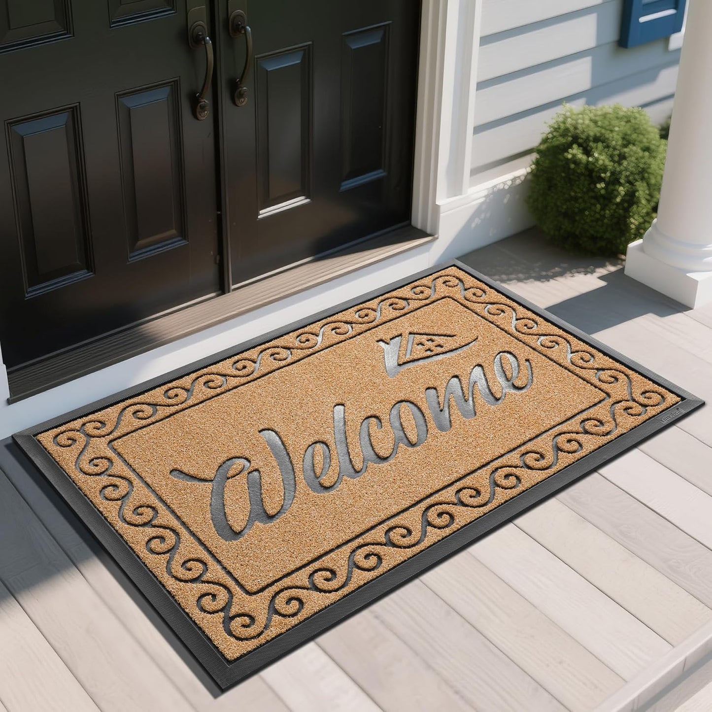 Welcome Mat, Heavy Duty Sturdy Door Mats for Home Entrance Outdoor Indoor, Front Doormat for Outside Patio Floor Entry Porch Garage Office, Waterproof, Low Profile, 47X32 Inches, Yellow