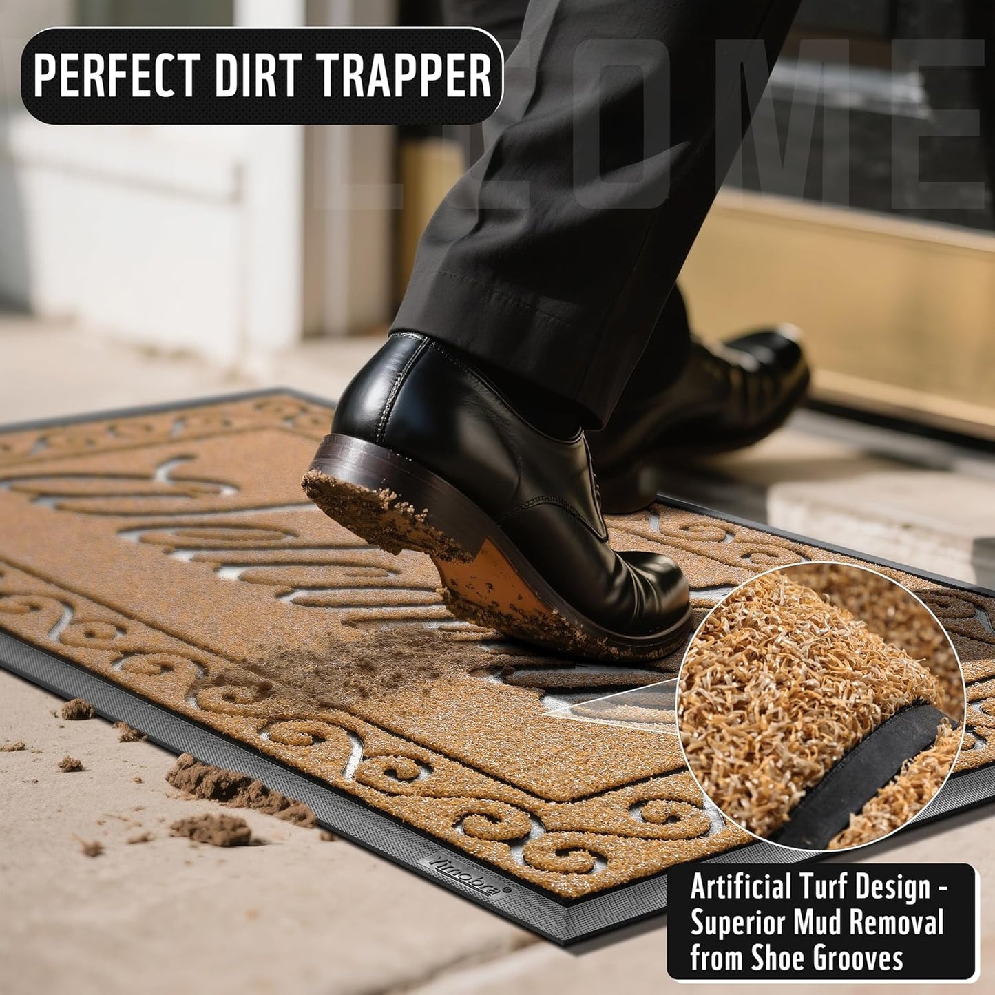 Welcome Mat, Heavy Duty Sturdy Door Mats for Home Entrance Outdoor Indoor, Front Doormat for Outside Patio Floor Entry Porch Garage Office, Waterproof, Low Profile, 47X32 Inches, Yellow