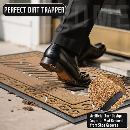 Welcome Mat, Heavy Duty Sturdy Door Mats for Home Entrance Outdoor Indoor, Front Doormat for Outside Patio Floor Entry Porch Garage Office, Waterproof, Low Profile, 47X32 Inches, Yellow