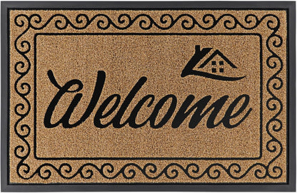 Welcome Mat, Heavy Duty Sturdy Door Mats for Home Entrance Outdoor Indoor, Front Doormat for Outside Patio Floor Entry Porch Garage Office, Waterproof, Low Profile, 47X32 Inches, Yellow