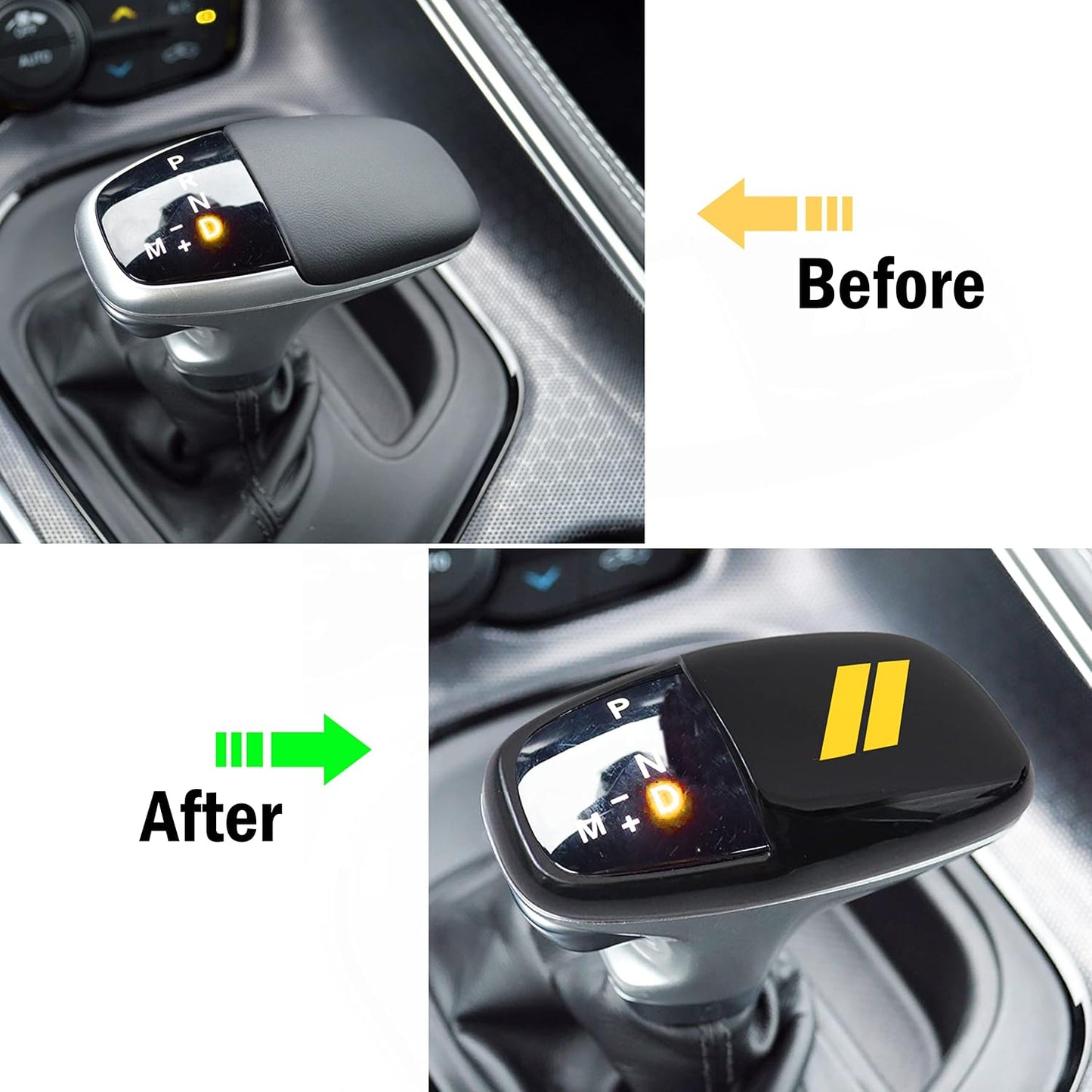 Gear Shift Knob Head Cover for Dodge Charger Accessories 2015-2023 Challenger 2015-2024 Durango 2016-2025 2026 ABS Interior Shell Insert Decoration Protector Gear Shifter Cover (Yellow Trim)