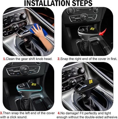Gear Shift Knob Head Cover for Dodge Charger Accessories 2015-2023 Challenger 2015-2024 Durango 2016-2025 2026 ABS Interior Shell Insert Decoration Protector Gear Shifter Cover (Yellow Trim)