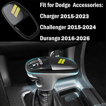 Gear Shift Knob Head Cover for Dodge Charger Accessories 2015-2023 Challenger 2015-2024 Durango 2016-2025 2026 ABS Interior Shell Insert Decoration Protector Gear Shifter Cover (Yellow Trim)