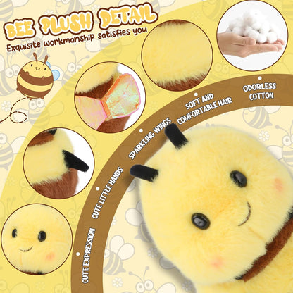 Chubby Smiling Bee Plush, Lucky Soft Bumblebee Plush Toy, Cute Bee Stuffed Animal, The Best Gift for Child and Partners(8 inch)