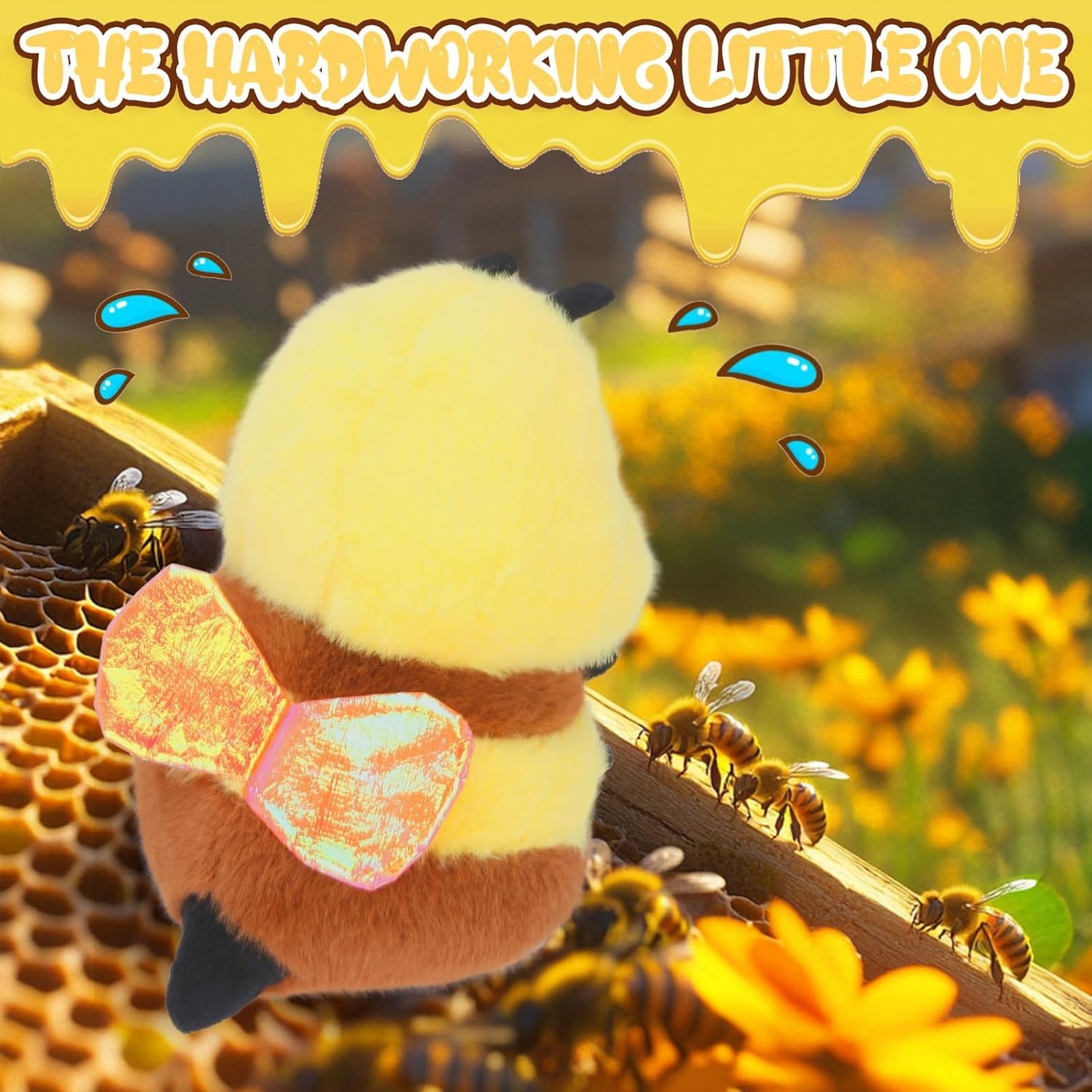 Chubby Smiling Bee Plush, Lucky Soft Bumblebee Plush Toy, Cute Bee Stuffed Animal, The Best Gift for Child and Partners(8 inch)