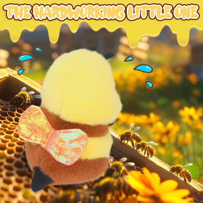 Chubby Smiling Bee Plush, Lucky Soft Bumblebee Plush Toy, Cute Bee Stuffed Animal, The Best Gift for Child and Partners(8 inch)