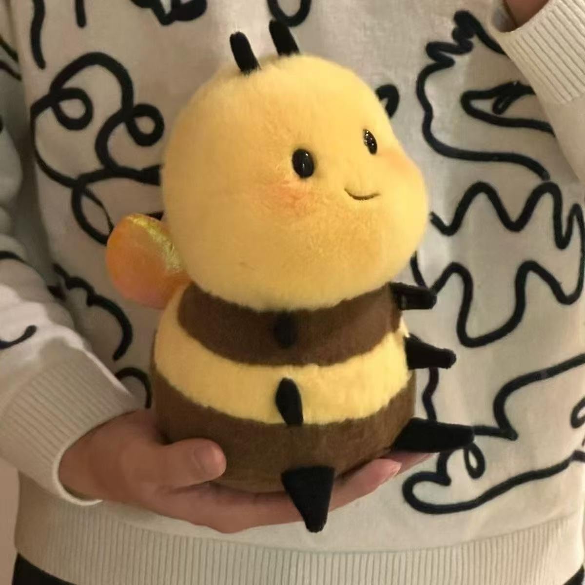 Chubby Smiling Bee Plush, Lucky Soft Bumblebee Plush Toy, Cute Bee Stuffed Animal, The Best Gift for Child and Partners(8 inch)