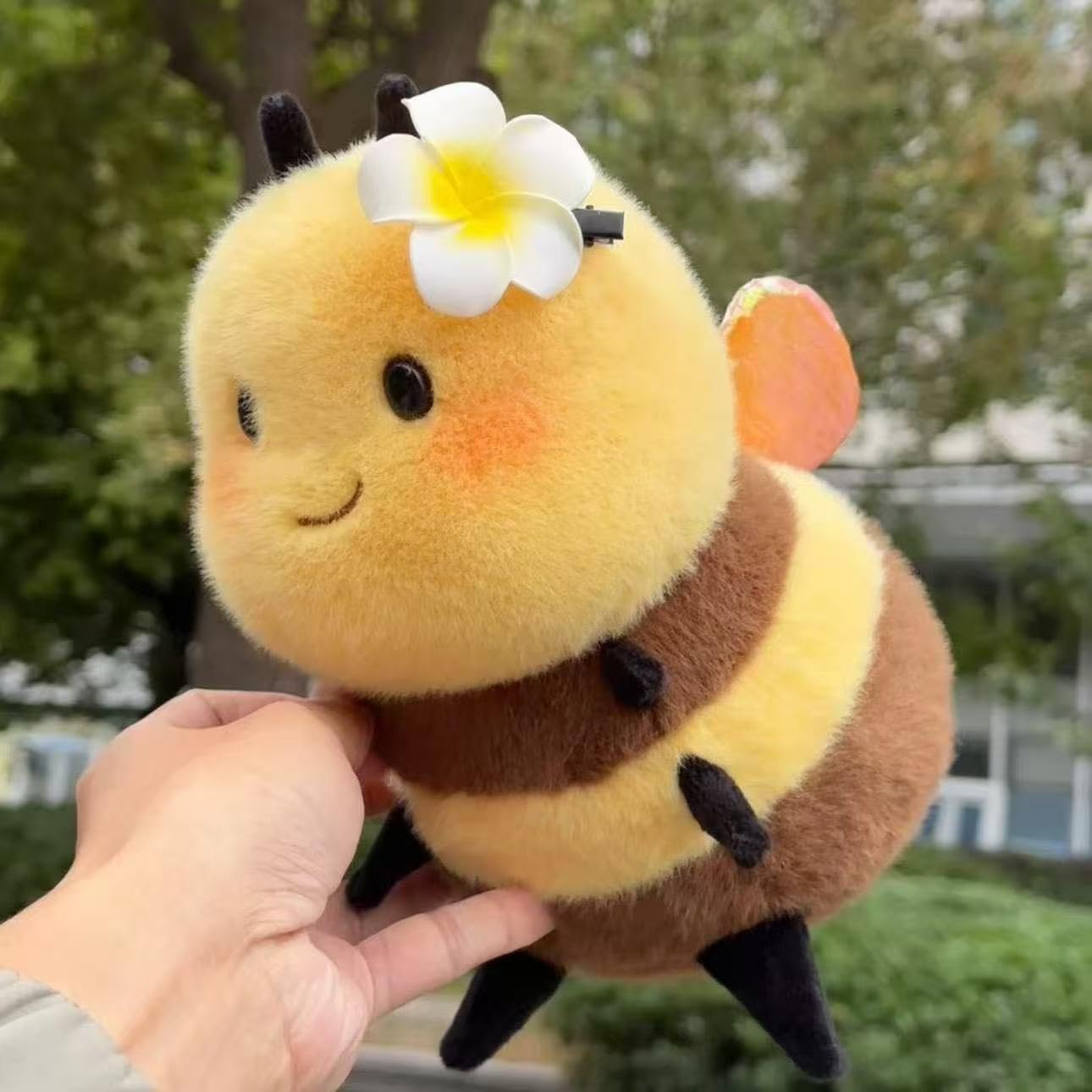 Chubby Smiling Bee Plush, Lucky Soft Bumblebee Plush Toy, Cute Bee Stuffed Animal, The Best Gift for Child and Partners(8 inch)