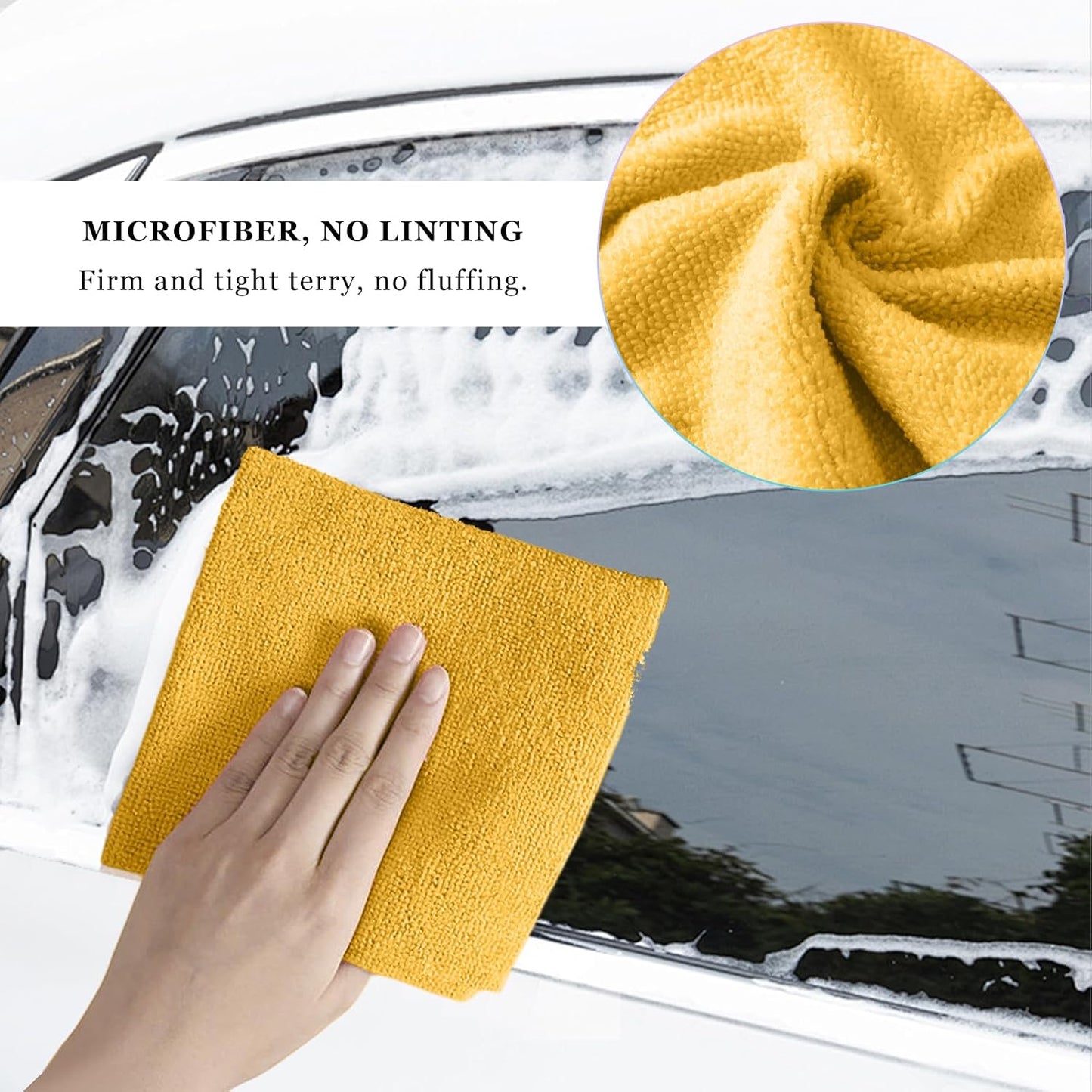 50PCS Microfiber Towel Roll, 12×11.6 inch Washable Tear Away Cleaning Cloth, Reusable Ultra Absorbent Rags Scratch Free Quick Drying Towel Roll, Lint-Free Cloth for Car (Yellow)