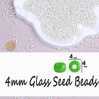 Legefo 4mm Glass Seed Beads Bulk, Yellow 6/0 Small Mini Pony Seed Beads, Tiny Round Craft Bead for Bracelet Necklace Wrist Jewelry Making Beading Weaving DIY Crafts Supplies, 1000pcs
