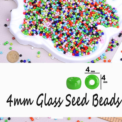 Legefo 4mm Glass Seed Beads Bulk, Yellow 6/0 Small Mini Pony Seed Beads, Tiny Round Craft Bead for Bracelet Necklace Wrist Jewelry Making Beading Weaving DIY Crafts Supplies, 1000pcs