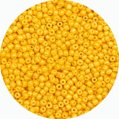 Legefo 4mm Glass Seed Beads Bulk, Yellow 6/0 Small Mini Pony Seed Beads, Tiny Round Craft Bead for Bracelet Necklace Wrist Jewelry Making Beading Weaving DIY Crafts Supplies, 1000pcs