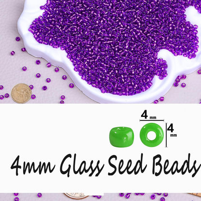 Legefo 4mm Glass Seed Beads Bulk, Yellow 6/0 Small Mini Pony Seed Beads, Tiny Round Craft Bead for Bracelet Necklace Wrist Jewelry Making Beading Weaving DIY Crafts Supplies, 1000pcs