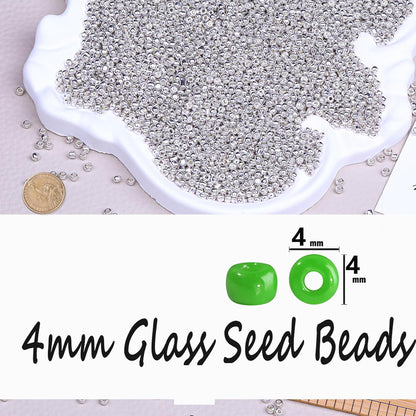 Legefo 4mm Glass Seed Beads Bulk, Yellow 6/0 Small Mini Pony Seed Beads, Tiny Round Craft Bead for Bracelet Necklace Wrist Jewelry Making Beading Weaving DIY Crafts Supplies, 1000pcs