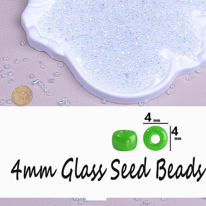 Legefo 4mm Glass Seed Beads Bulk, Yellow 6/0 Small Mini Pony Seed Beads, Tiny Round Craft Bead for Bracelet Necklace Wrist Jewelry Making Beading Weaving DIY Crafts Supplies, 1000pcs