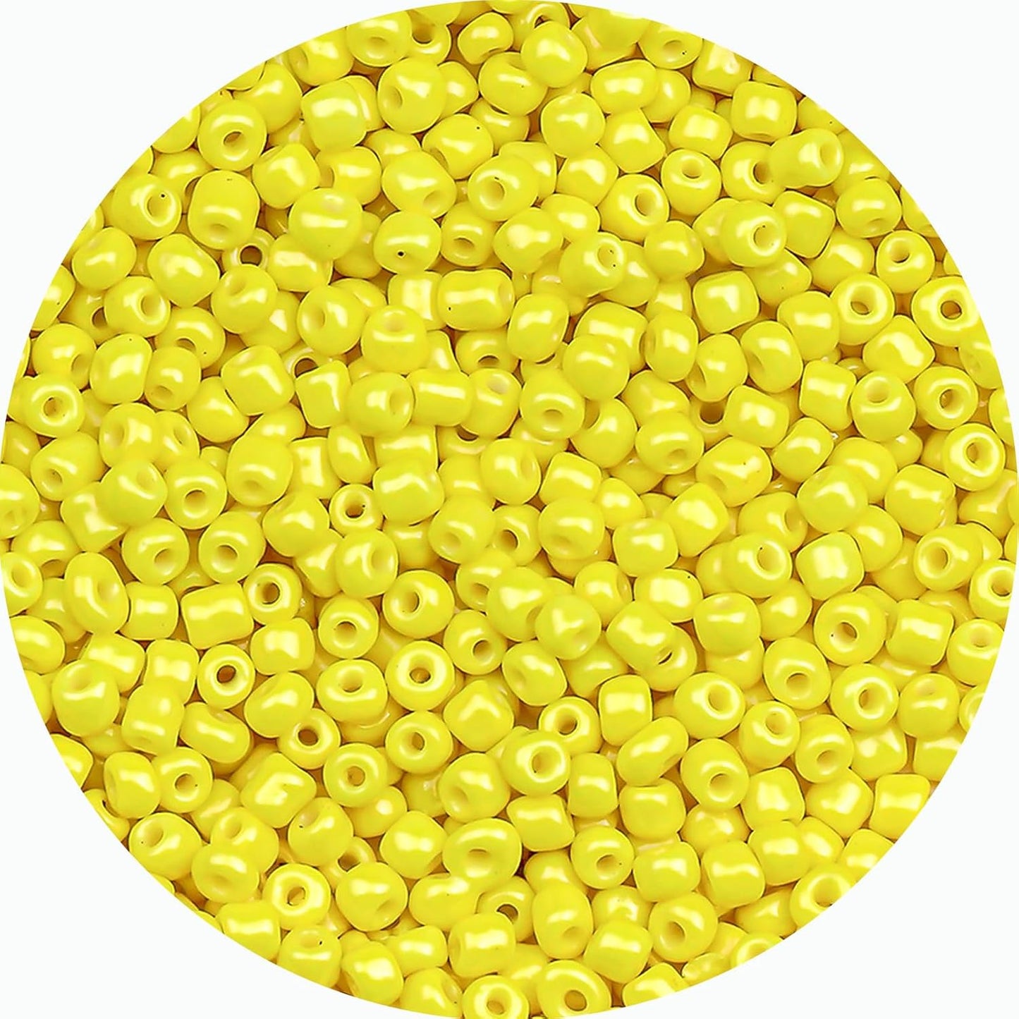 Legefo 4mm Glass Seed Beads Bulk, Yellow 6/0 Small Mini Pony Seed Beads, Tiny Round Craft Bead for Bracelet Necklace Wrist Jewelry Making Beading Weaving DIY Crafts Supplies, 1000pcs