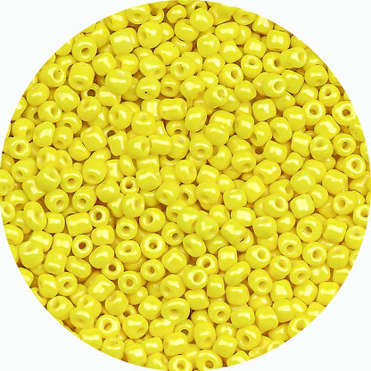 Legefo 4mm Glass Seed Beads Bulk, Yellow 6/0 Small Mini Pony Seed Beads, Tiny Round Craft Bead for Bracelet Necklace Wrist Jewelry Making Beading Weaving DIY Crafts Supplies, 1000pcs
