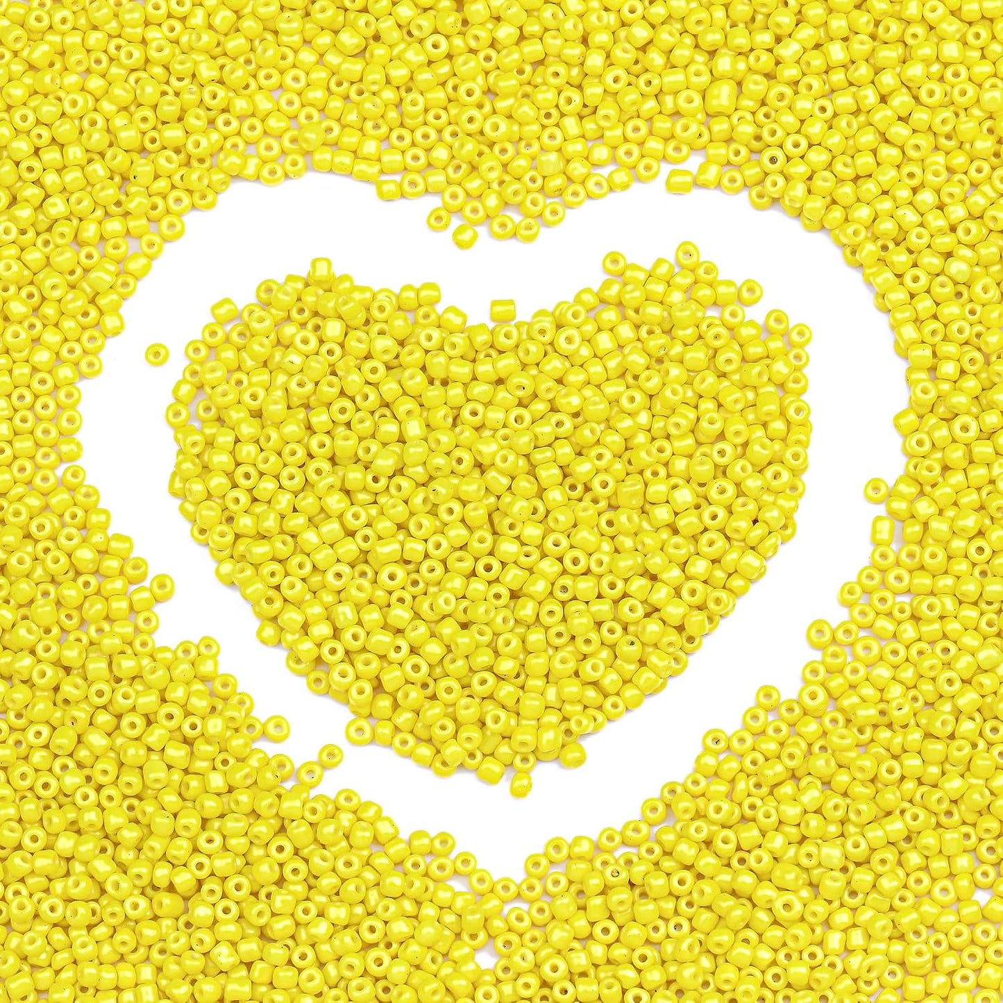 Legefo 4mm Glass Seed Beads Bulk, Yellow 6/0 Small Mini Pony Seed Beads, Tiny Round Craft Bead for Bracelet Necklace Wrist Jewelry Making Beading Weaving DIY Crafts Supplies, 1000pcs