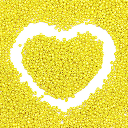 Legefo 4mm Glass Seed Beads Bulk, Yellow 6/0 Small Mini Pony Seed Beads, Tiny Round Craft Bead for Bracelet Necklace Wrist Jewelry Making Beading Weaving DIY Crafts Supplies, 1000pcs