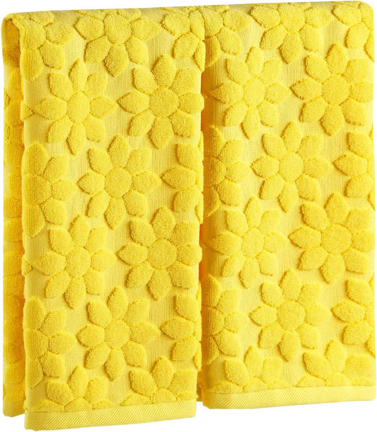 Yellow Bathroom Decor Hand Towels Sunflower Summer for Bath | 2 Pack Cotton Decorative Floral Towel for Kitchen, Drying, Cleaning, Cooking, Holiday Spring Daisy Cute