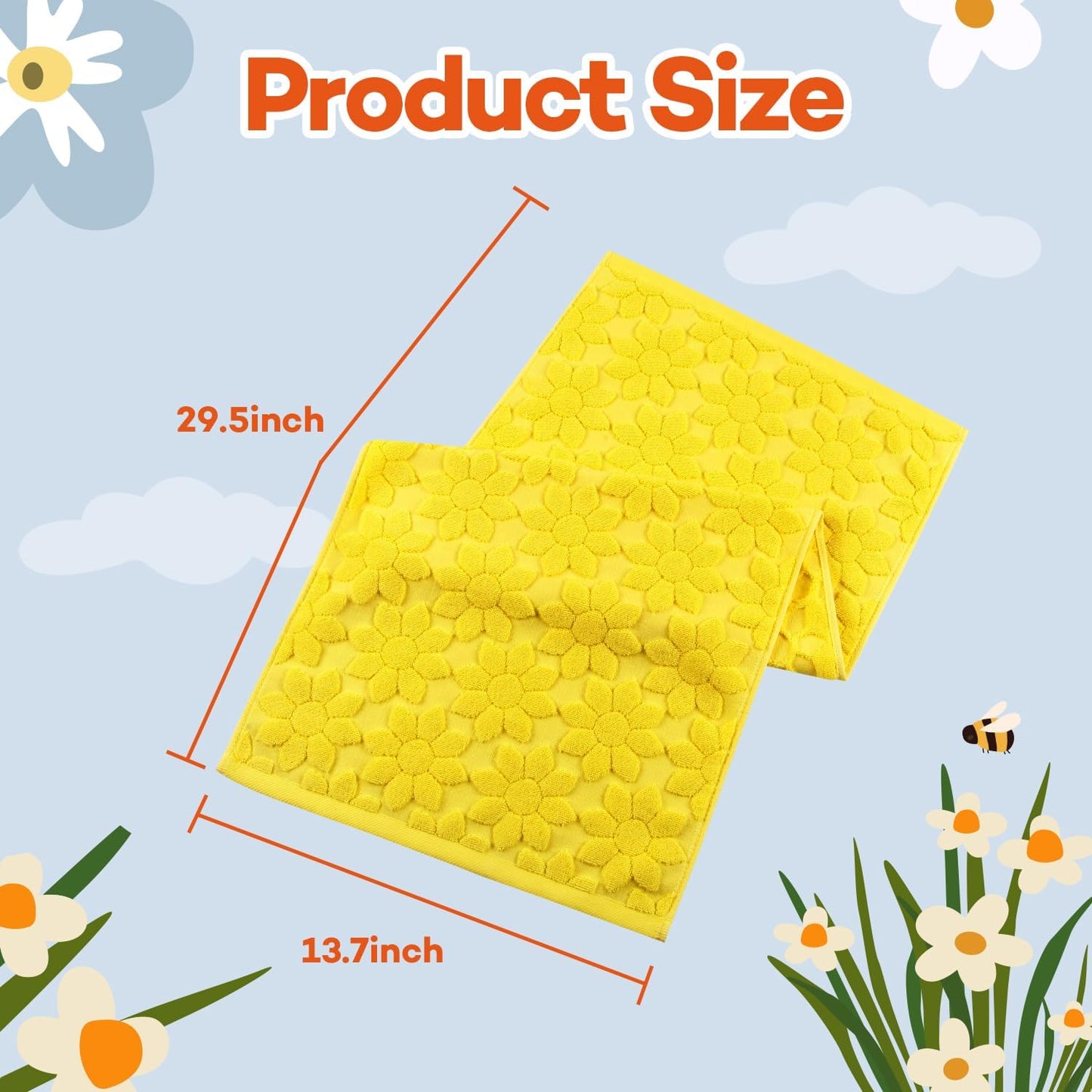 Yellow Bathroom Decor Hand Towels Sunflower Summer for Bath | 2 Pack Cotton Decorative Floral Towel for Kitchen, Drying, Cleaning, Cooking, Holiday Spring Daisy Cute