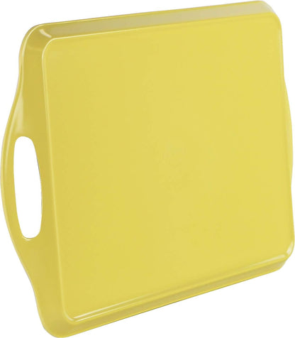 Calypso Basics 2pc Melamine Tray Set, Rectangular Serving/Ottoman Tray with Handles and Matching Small Tidbit Tray, Food Safe/BPA Free, Lemon