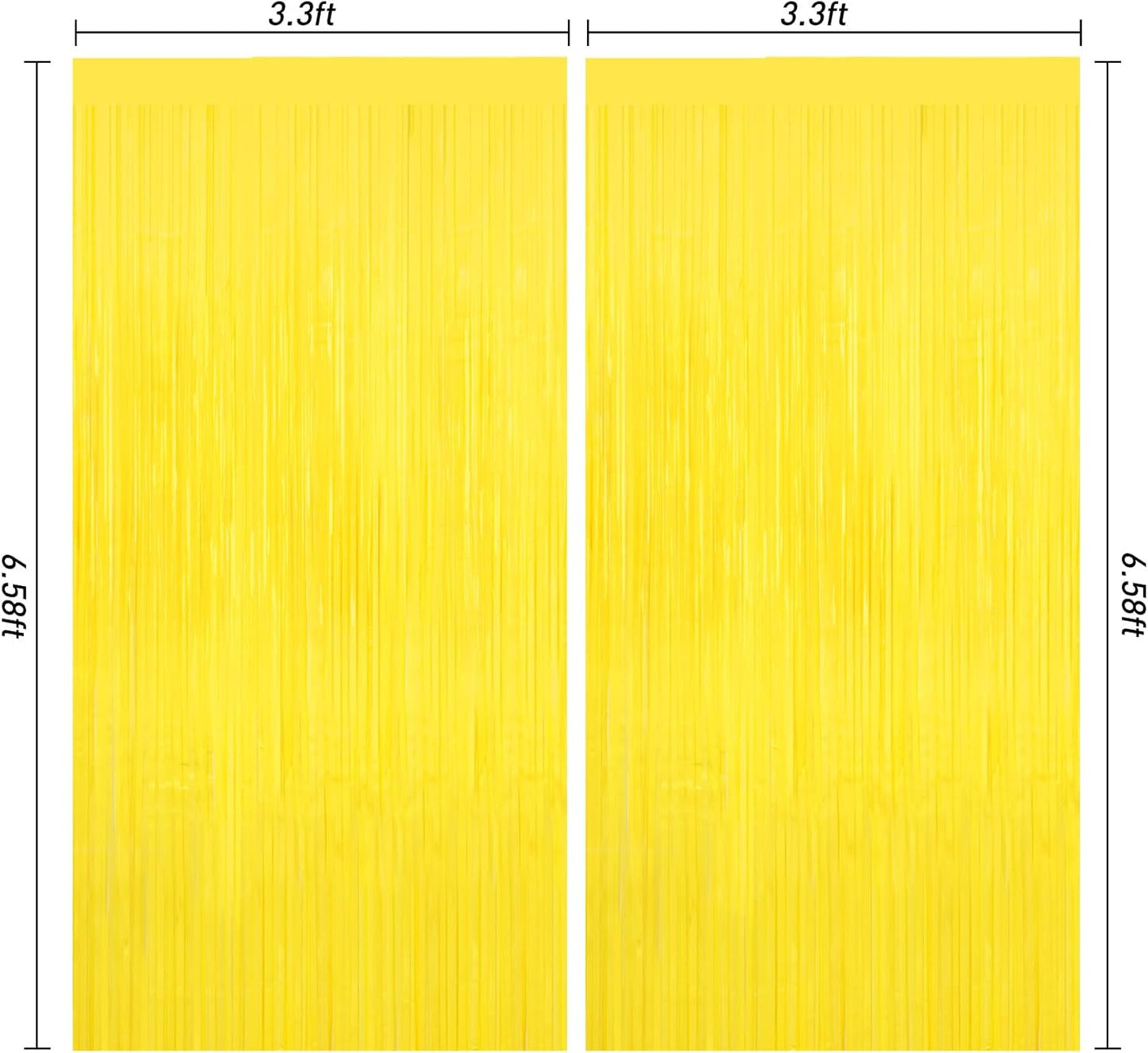 Macaron Yellow Foil Fringe Curtain, 2Pack Tinsel Streamer Party Decoration | Party Backdrop Decorations for Birthday, Graduation, Baby Shower, Disco Party Holiday Celebrations, Photo Booth Props Curtain