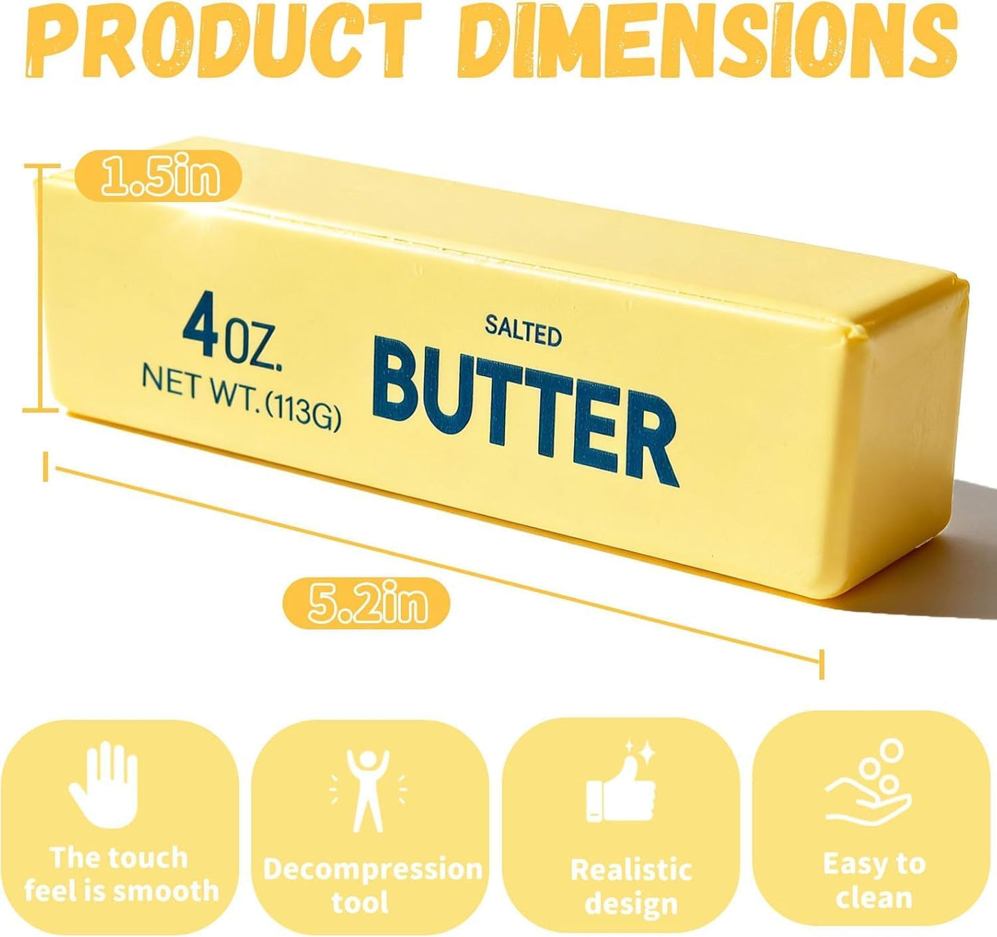 QHPOQU 2 Packs Slow Rising Squishy Butter Squeeze Toys Pack Sensory Stress Relief Squishies Soft & Stretchy Fidget Toys for Anxiety Relief Party Favors Squishy Butter