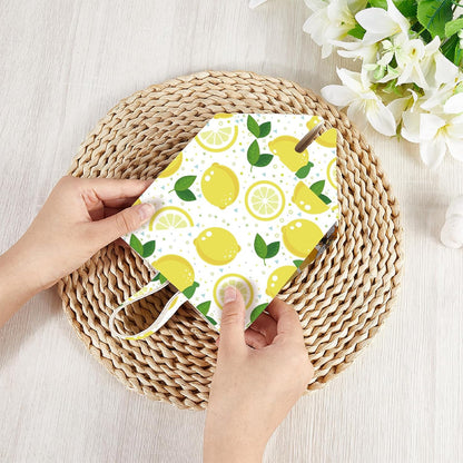 Lemon Tissue Box Cover Square Leather Tissue Box Holder Fruit Lemon Waterproof Facial Paper Organizer Dispenser for Bathroom Bedroom Kitchen Vanity Home Car Office Countertop Night Stands