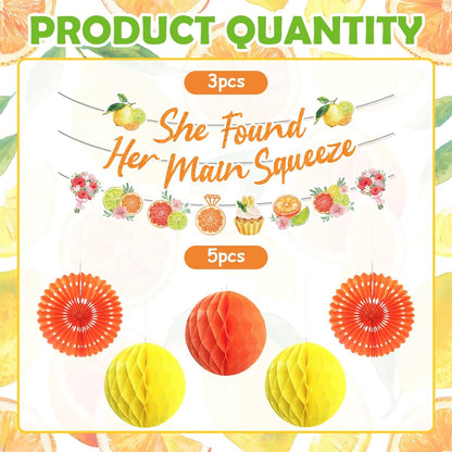 Lemon Bridal Shower Decorations Include Lemon She Found Her Main Squeeze Banners Hanging Paper Fans Honeycomb Flower Balls Lemon Theme Party Supplies for Bridal Shower