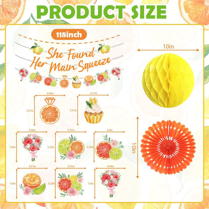 Lemon Bridal Shower Decorations Include Lemon She Found Her Main Squeeze Banners Hanging Paper Fans Honeycomb Flower Balls Lemon Theme Party Supplies for Bridal Shower