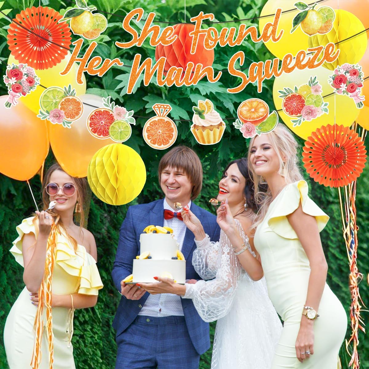 Lemon Bridal Shower Decorations Include Lemon She Found Her Main Squeeze Banners Hanging Paper Fans Honeycomb Flower Balls Lemon Theme Party Supplies for Bridal Shower