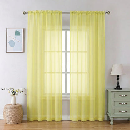 Lemon Sheer Curtains 84 Inches Long 2 Panels Set for Living Room, Light Filtering Window Sheer Drapes for Bedroom, Each 42" W x 84" L