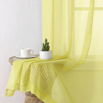 Lemon Sheer Curtains 84 Inches Long 2 Panels Set for Living Room, Light Filtering Window Sheer Drapes for Bedroom, Each 42" W x 84" L