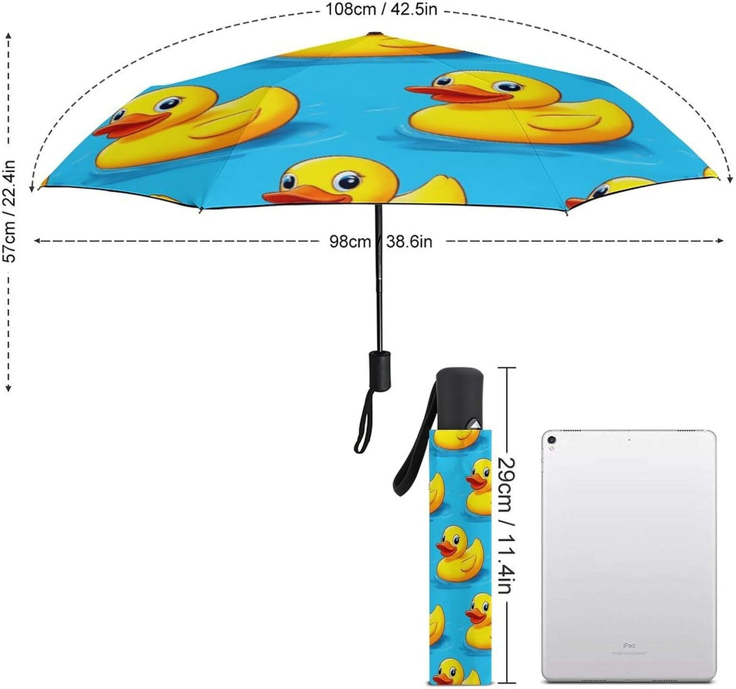 Auto Close Travel Umbrella with UV Block Lining and Fashionable Outer Print