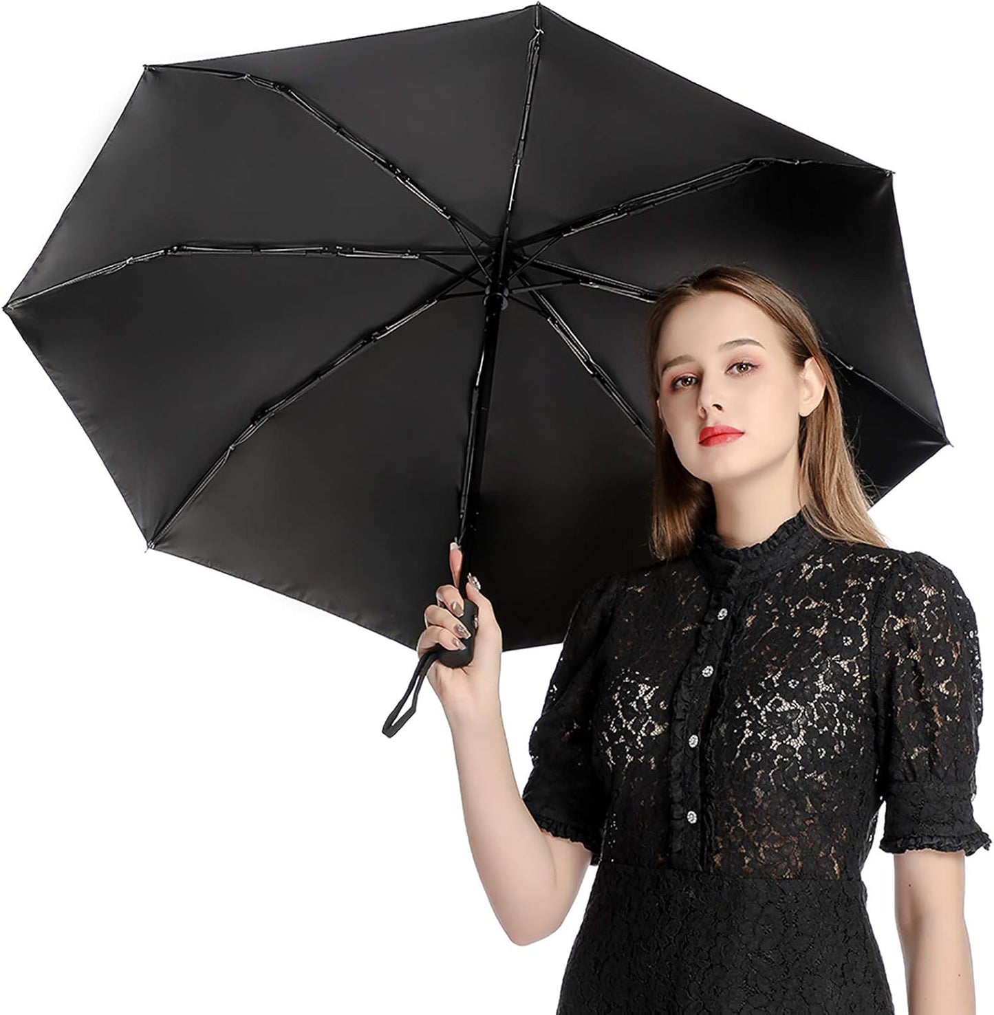 Auto Close Travel Umbrella with UV Block Lining and Fashionable Outer Print