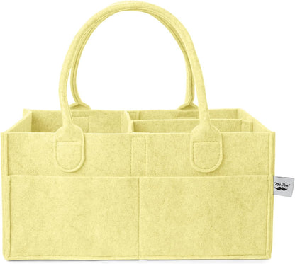 Baby Diaper Caddy Organizer, Lemon Glow | Nursery Storage Bin and Car Organizer for Diapers and Baby Wipes