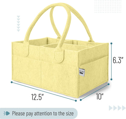 Baby Diaper Caddy Organizer, Lemon Glow | Nursery Storage Bin and Car Organizer for Diapers and Baby Wipes