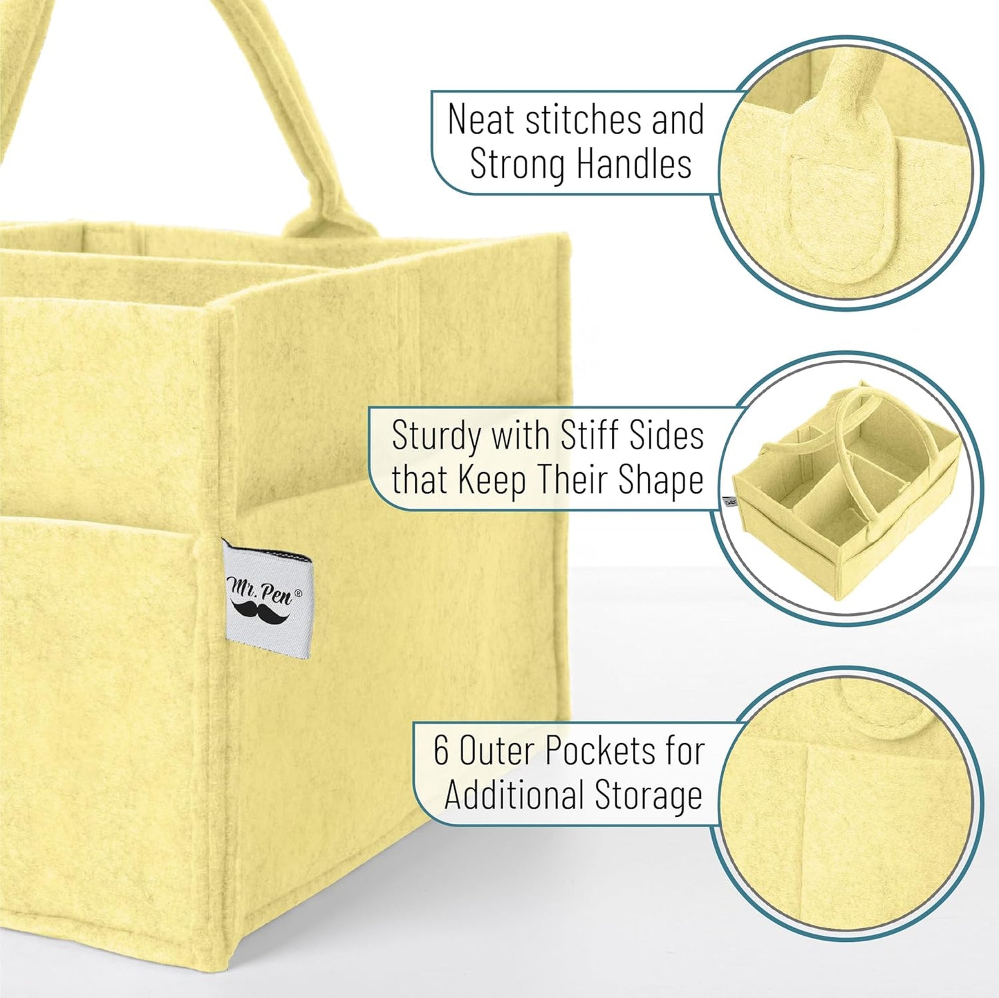 Baby Diaper Caddy Organizer, Lemon Glow | Nursery Storage Bin and Car Organizer for Diapers and Baby Wipes
