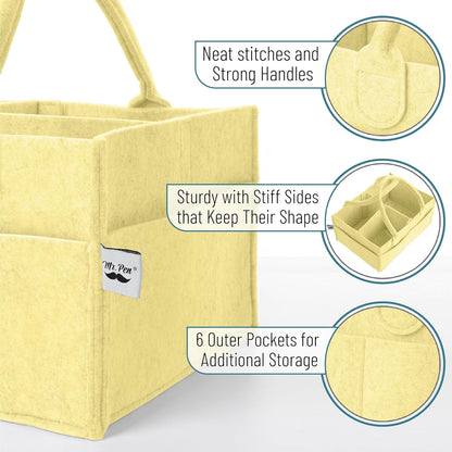 Baby Diaper Caddy Organizer, Lemon Glow | Nursery Storage Bin and Car Organizer for Diapers and Baby Wipes