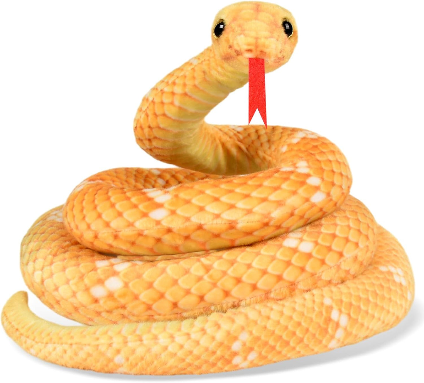 Snake Plush Stuffed Animal, 110 in Large, Yellow | Giant Stuffed Animals, Lifelike, Birthday Present, Party Prank Prop