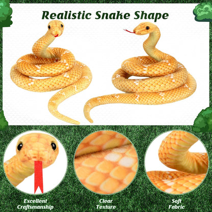 Snake Plush Stuffed Animal, 110 in Large, Yellow | Giant Stuffed Animals, Lifelike, Birthday Present, Party Prank Prop