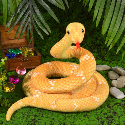 Snake Plush Stuffed Animal, 110 in Large, Yellow | Giant Stuffed Animals, Lifelike, Birthday Present, Party Prank Prop