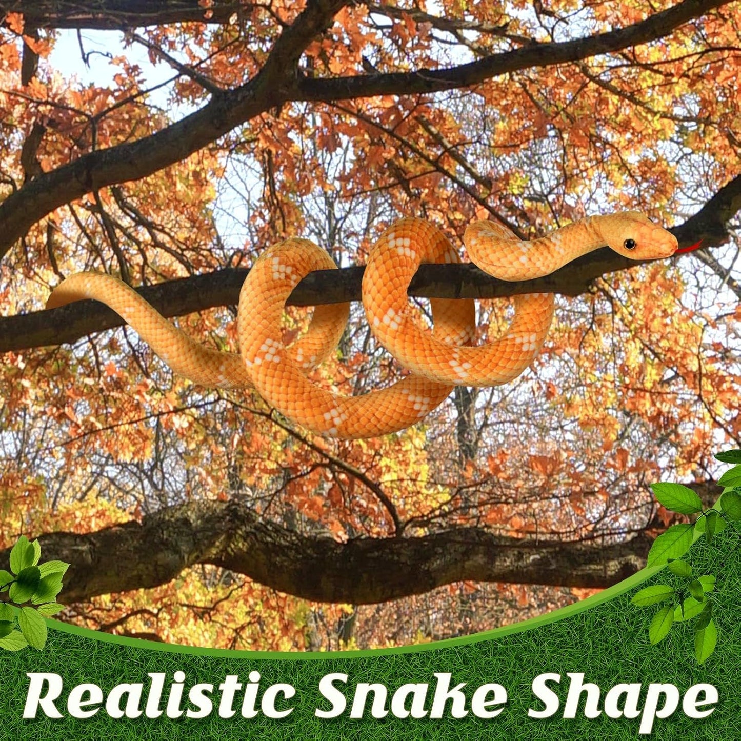 Snake Plush Stuffed Animal, 110 in Large, Yellow | Giant Stuffed Animals, Lifelike, Birthday Present, Party Prank Prop