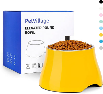 Dog Bowls,Cone Friendly Non-Slip Single Dog Bowl with Stainless Steel Inner, Raised Bowls for Small Dogs Spaniel Dogs Long Ear, High Capacity, M/2 Cup Yellow