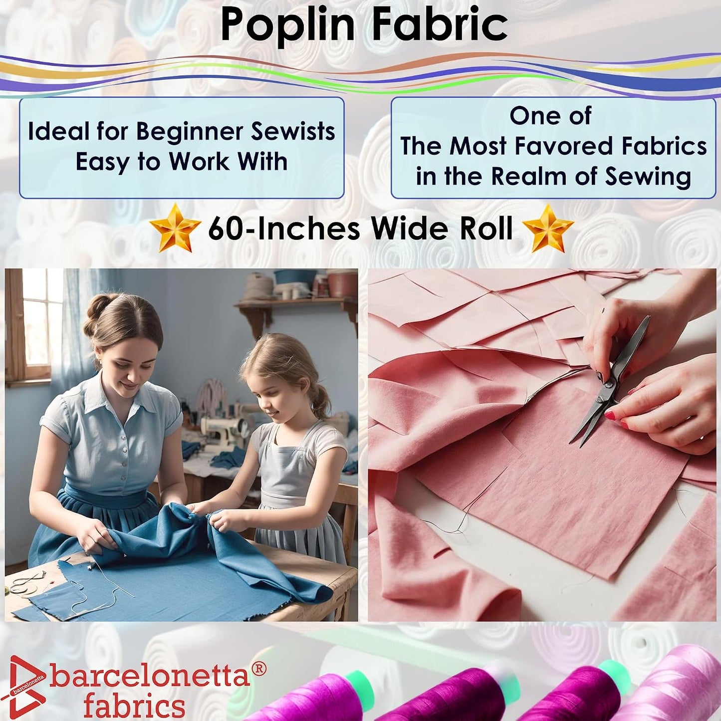 Poplin Fabric for Sewing | Poly Poplin | 100% Polyester | by the Yard | 60" Wide Roll | Arts and Crafts Supply (Dark Yellow, 2 Yard)
